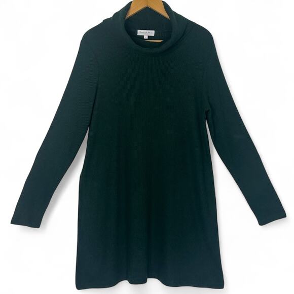 Michael Stars Women's Hallie Rib-Knit Turtleneck Dress Size L Dark Forest Green - Picture 11 of 12